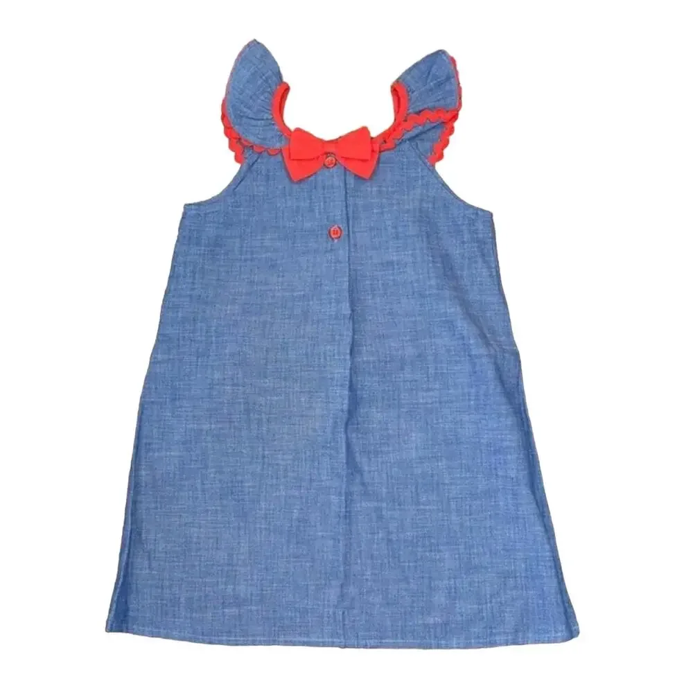 NWT Gymboree Blue Chambray W/Embroidered Strawberry Shift Dress